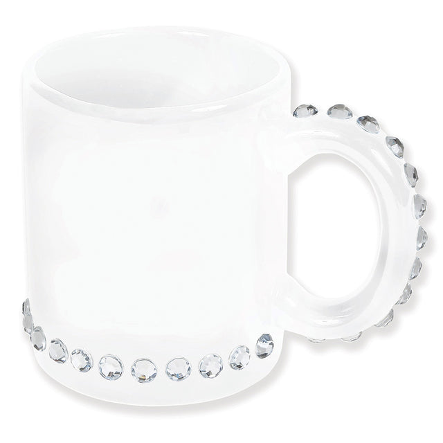 Ceramic White Mug With Rhinestone