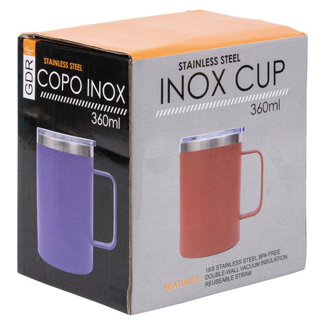 Stainless Steel Black Coffee Mug 12oz