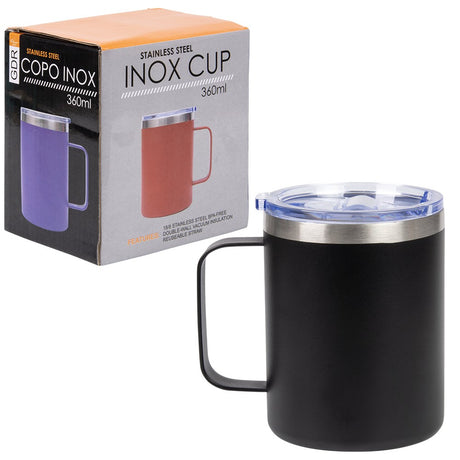 Stainless Steel Black Coffee Mug 12oz