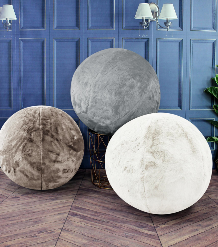 Style & Strength Ball Chinchilla Faux Fur Fabric - Gray, Black, Offwhite, 75" Diameter (1 Piece)