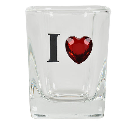 Shot Glass I Heart Diamond Clear Square Shot Glass