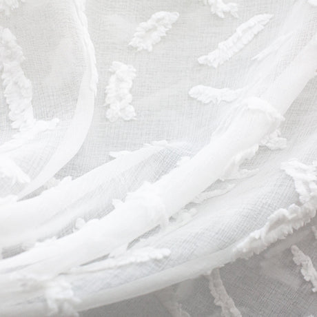 Quinn Sheer Polyester Fabric - Geometric Textured White, 110" Width (1 Yard)