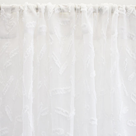 Quinn Sheer Polyester Fabric - Geometric Textured White, 110" Width (1 Yard)
