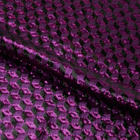 Qburtz Mesh Sequin Fabric - Black/Royal, 54" Width (1 Yard)