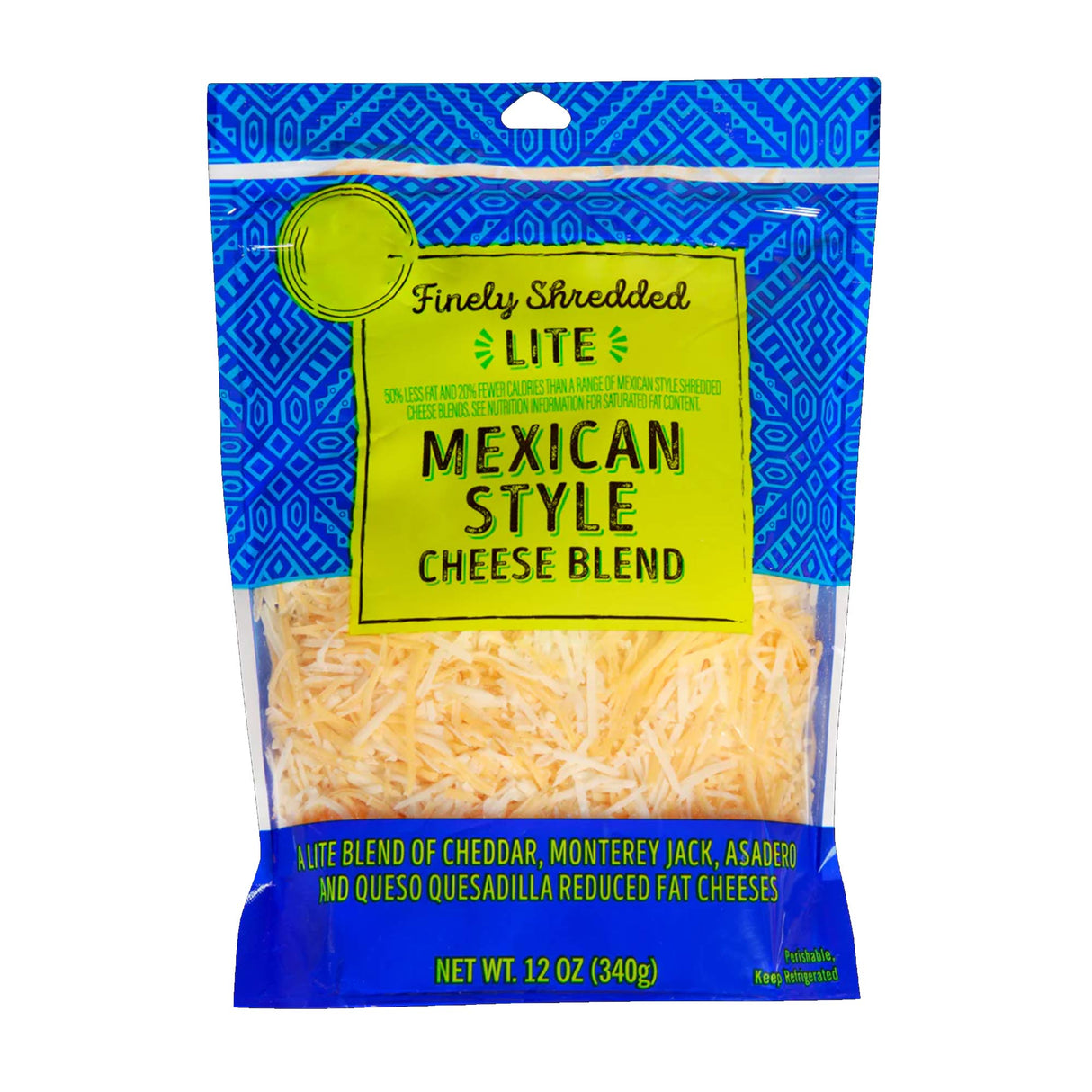 Finely Shredded Light Mexican Style Cheese Blend Reduced Fat Melting Cheese Mix