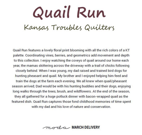Fat Eighth Bundle Quail Run Moda Floral 100% Cotton