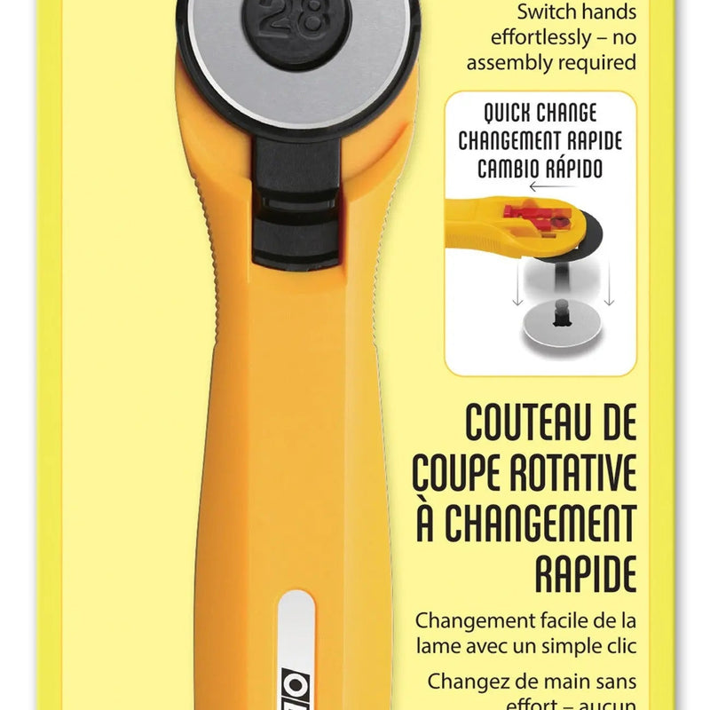 Rotary Cutter 28mm Quick Blade Change Yellow