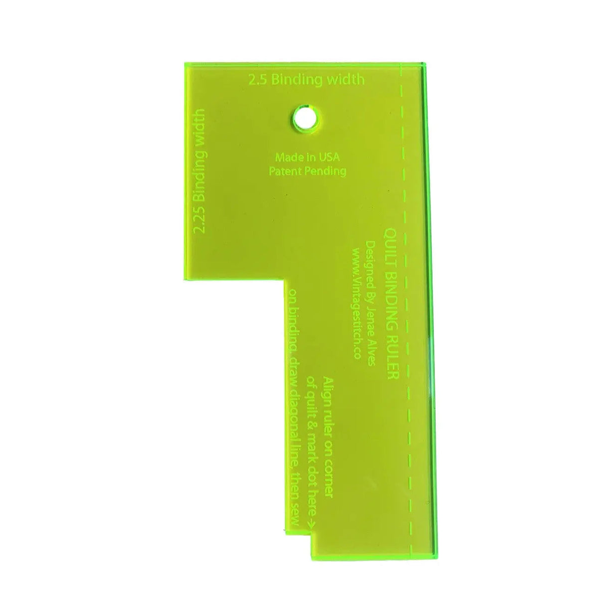 Quilt Binding Ruler Acrylic Green 2.5 in x 5 in