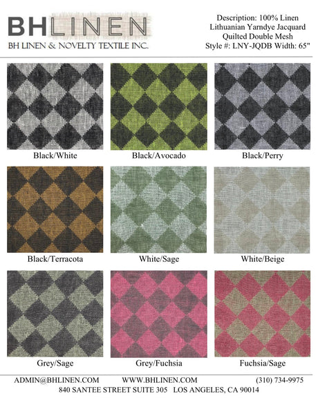 Linen Yarn-Dyed Quilted Mesh Fabric