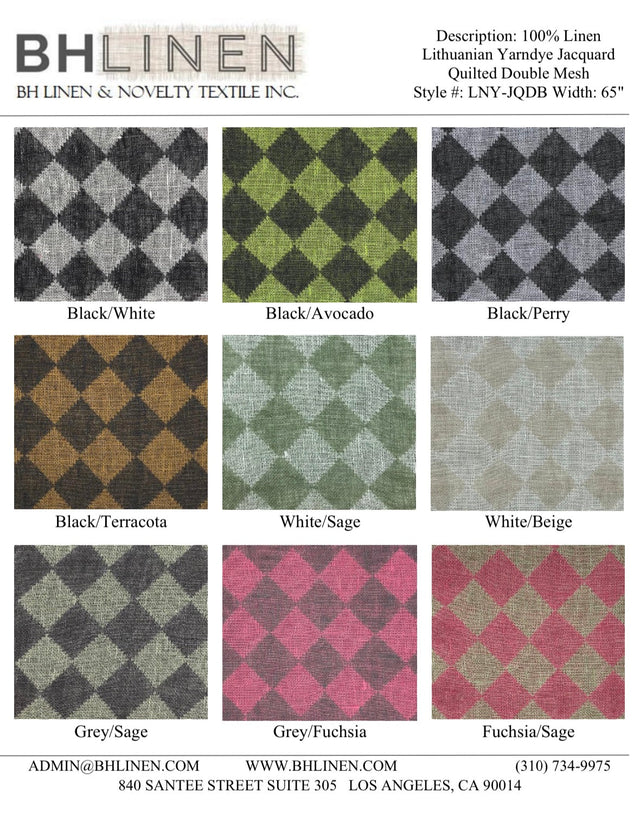 Linen Yarn-Dyed Quilted Mesh Fabric