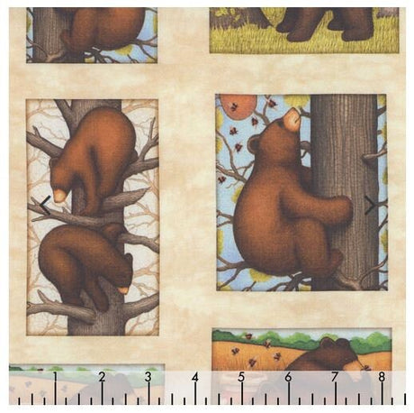 Fabric Panel Sweet as Honey Honey Bear Picture Frames Quilting Treasures