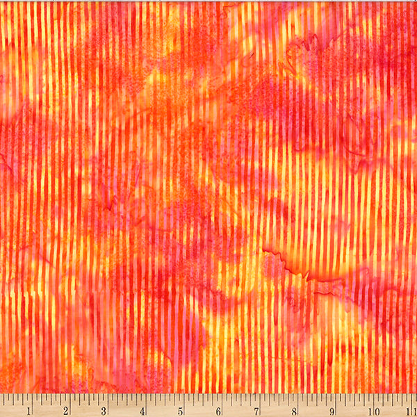 Cotton Batik Skinny Stripes Pumpkin Fabric 44/45"
