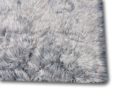 Soft Cozy Fuzzy Faux Fox Fur Area Rug/Carpet - Faux Fox Fur Area Rug, White Gray, 7'6" X 10'3" (1 Piece)