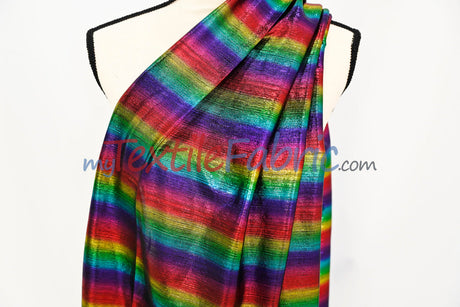 Rainbow Metallic Stretch Slinky Poly Spandex Fabric - Rainbow Metallic, Solid, 58" Width (1 Yard)