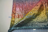 Rainbow Sequins Polyester Fabric - Multi Color Sequins On Rainbow Mesh, 54" Width (1 Yard)