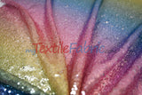 Rainbow Sequins Polyester Fabric - Multi Color Sequins On Rainbow Mesh, 54" Width (1 Yard)