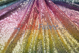 Rainbow Sequins Polyester Fabric - Multi Color Sequins On Rainbow Mesh, 54" Width (1 Yard)