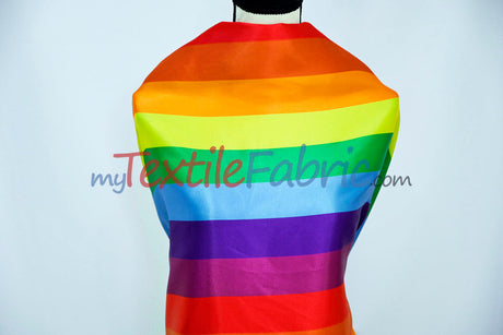 Rainbow Stripe Charmeuse Satin Fabric - Multi Color Stripe, 58/60" Width (Yards)