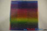 Rainbow Tulle Glitter Polyester Fabric - Multi Color Horizontal Rainbow Glitter, 60" Width (Yards)