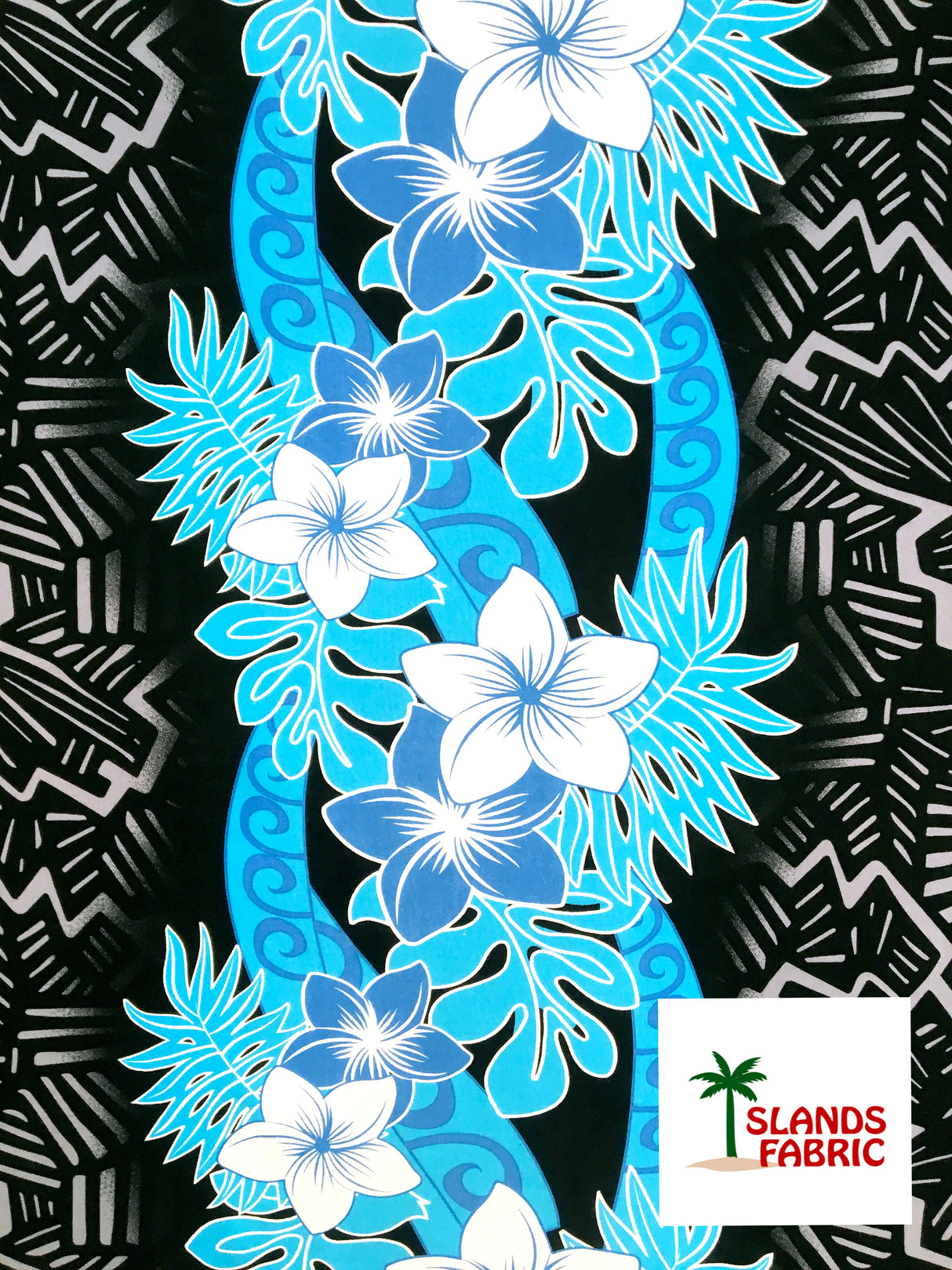 Triple Tropical Border Rayon Fabric - Tropical Border Print, 45" Width (1 Yard)