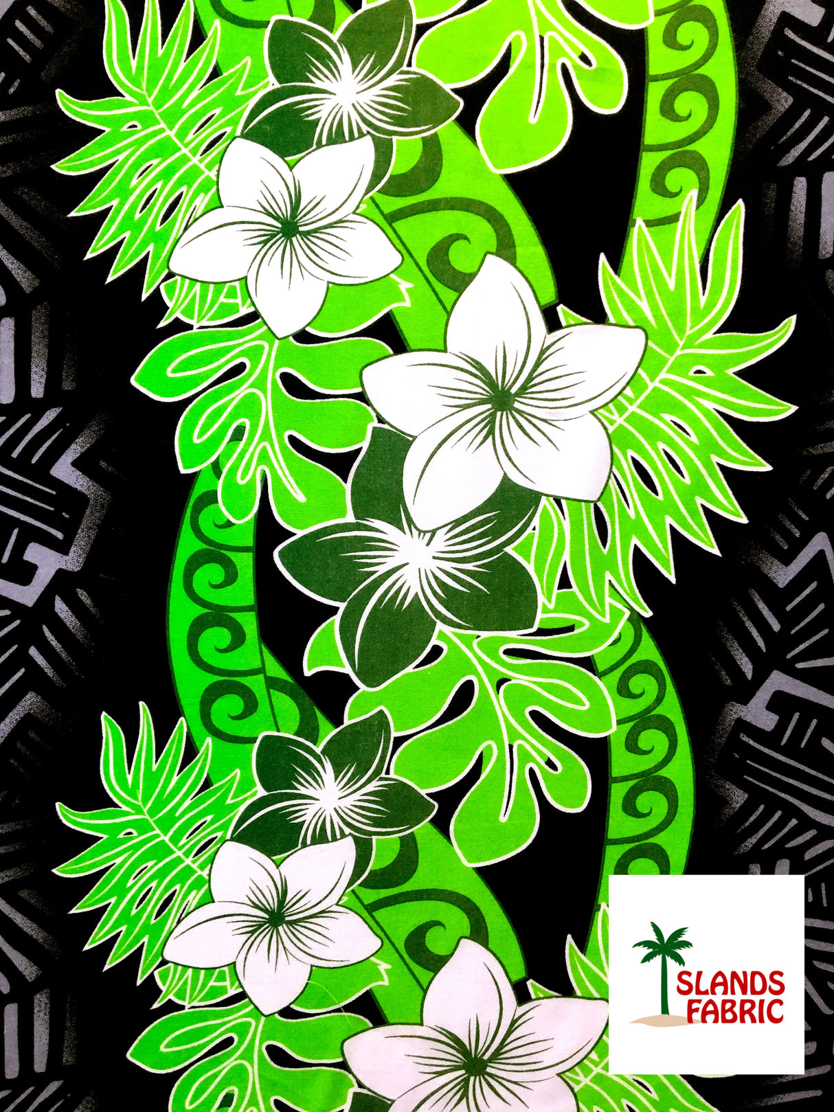 Triple Tropical Border Rayon Fabric - Tropical Border Print, 45" Width (1 Yard)