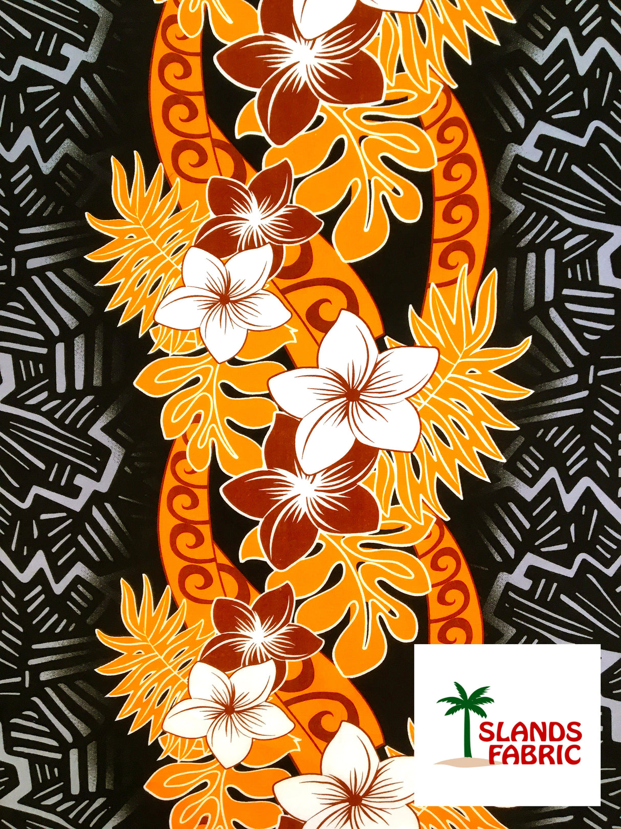 Triple Tropical Border Rayon Fabric - Tropical Border Print, 45" Width (1 Yard)