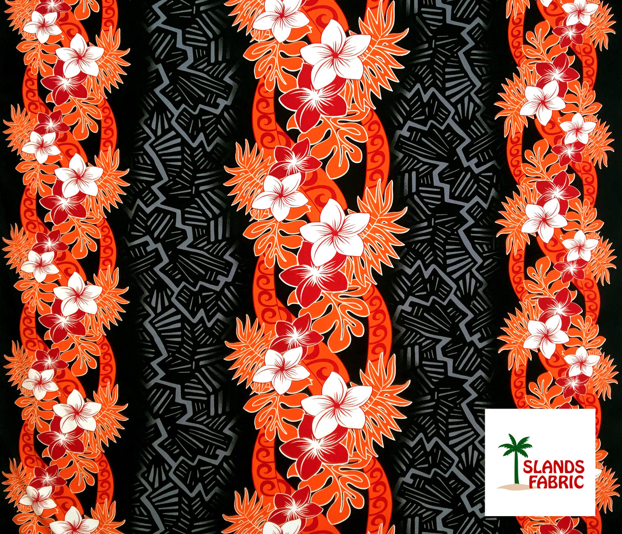 Triple Tropical Border Rayon Fabric - Tropical Border Print, 45" Width (1 Yard)