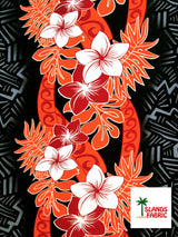 Triple Tropical Border Rayon Fabric - Tropical Border Print, 45" Width (1 Yard)