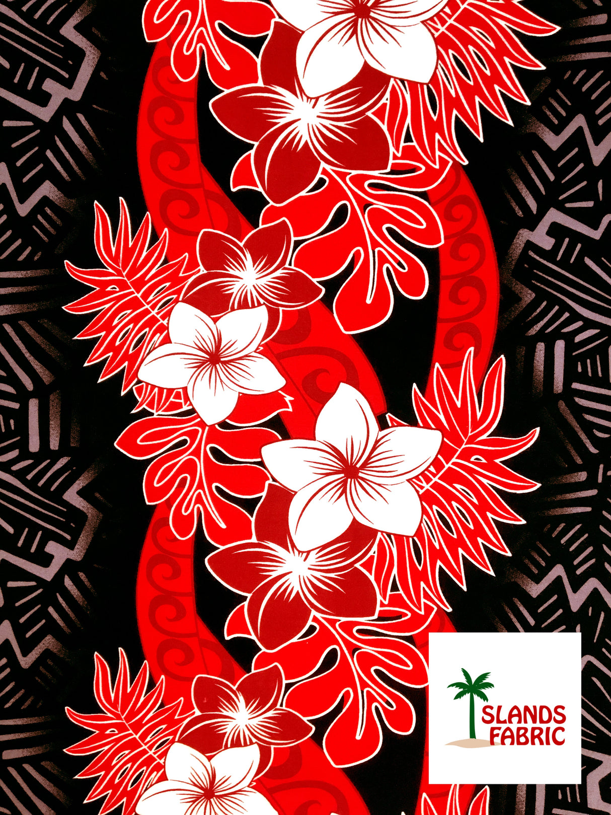 Triple Tropical Border Rayon Fabric - Tropical Border Print, 45" Width (1 Yard)