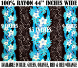 Triple Tropical Border Rayon Fabric - Tropical Border Print, 45" Width (1 Yard)
