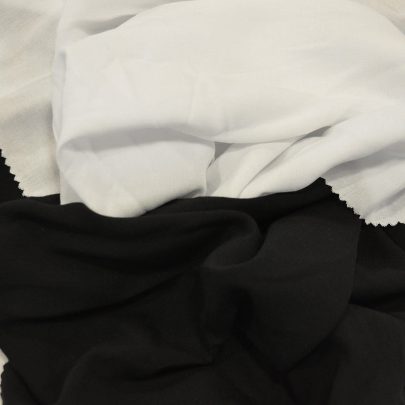 Rayon Challis 100 Percent Rayon Fabric - White And Black Semi Solid, 57/58" Width (1 Yard)