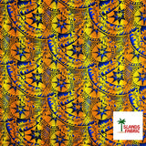 Plumeria Star Design Rayon Fabric - Gold/Navy, Gold/Brown, Red/Black, Crimson/Navy, Tropical Star Print, 36" X 44" (1 Yard)