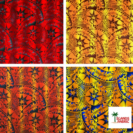 Rayon Fabric Plumeria Star Design Tropical Print