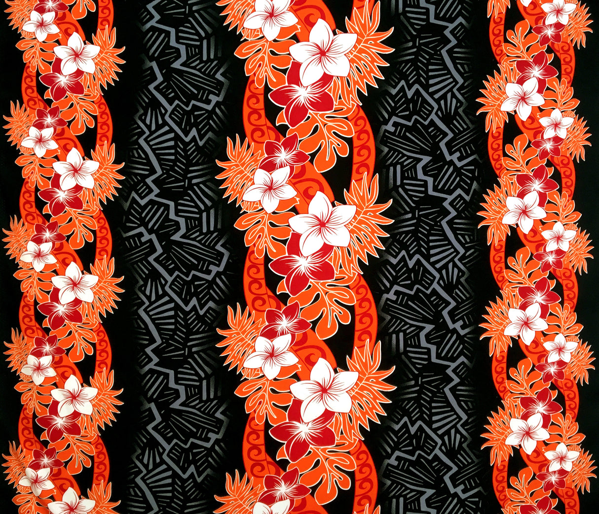 Triple Tropical Border Rayon Fabric - Tropical Border Print, 45" Width (1 Yard)