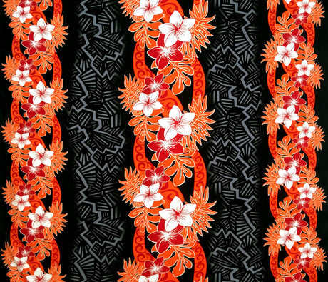 Triple Tropical Border Rayon Fabric - Tropical Border Print, 45" Width (1 Yard)