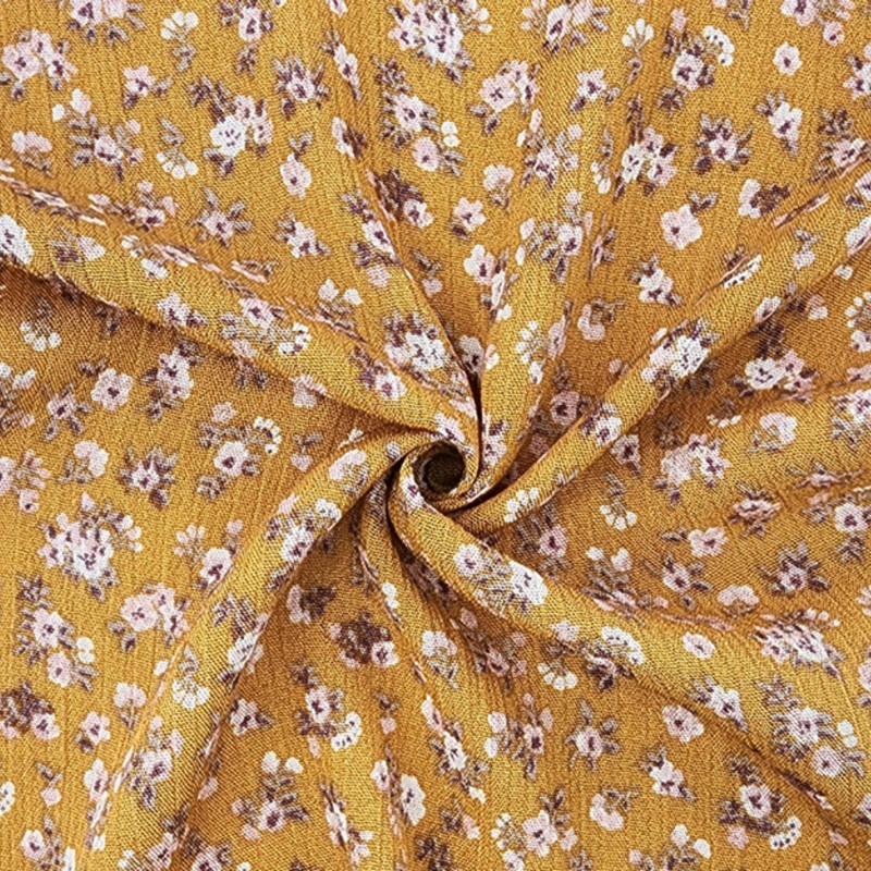 1 Yard Mustard Gold Rayon Crinkle Fabric For Dresses Blouses Skirts Lightweight Apparel 50/52" Width