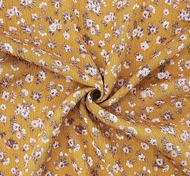 Rayon Crinkle 1DB493 100 Percent Rayon Fabric - Mustard Gold Crinkle Texture, 50/52" Width (1 Yard)