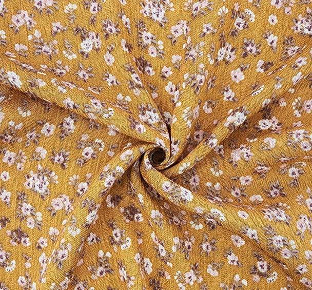 1 Yard Rayon Crinkle Beige/Black Lightweight Apparel Fabric 100% Rayon 50/52” Wide