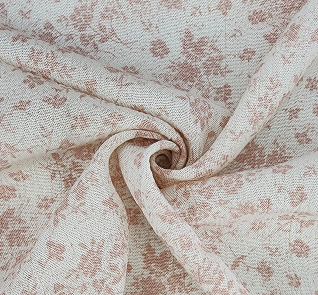 Rayon Crinkle 1D1289 100 Percent Rayon Fabric - Off White/Blush Crinkle Texture, 50/52" Width (1 Yard)