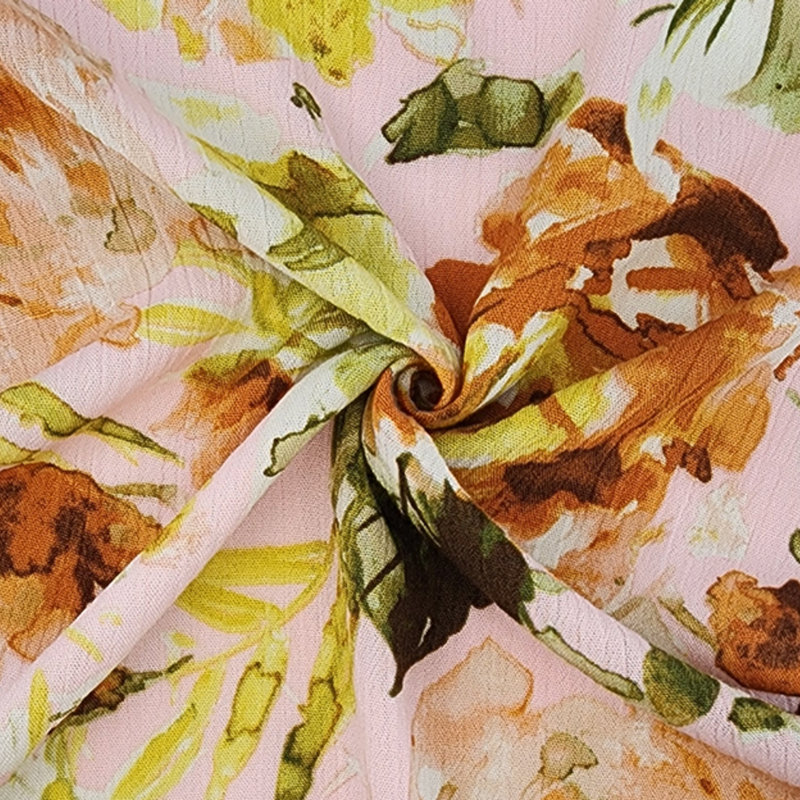 1 Yard Rayon Crinkle Crepon Fabric Pink Salt, Lightweight Drapey Apparel Textile, 50/52" Wide