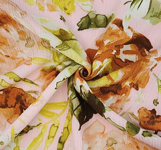 Rayon Crinkle 1D1800 Rayon Fabric - Pink Salt, 50/52" Width (1 Yard)