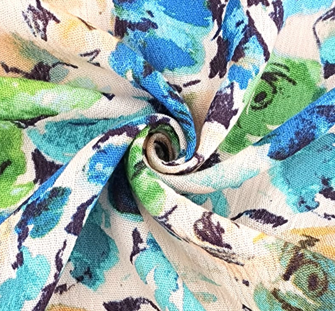 Rayon Crinkle 1D1875 100 Percent Rayon Fabric - Turquoise Crinkle Texture, 50/52" Width (1 Yard)