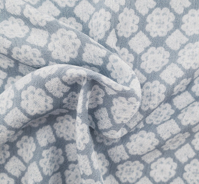 Rayon Crinkle 1D1229 100 Percent Rayon Fabric - Blue/Off White Crinkle Texture, 50/52" Width