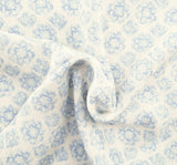 Rayon Crinkle 1D1229 100 Percent Rayon Fabric - Off White/Blue Print, 50/52" Width (1 Yard)