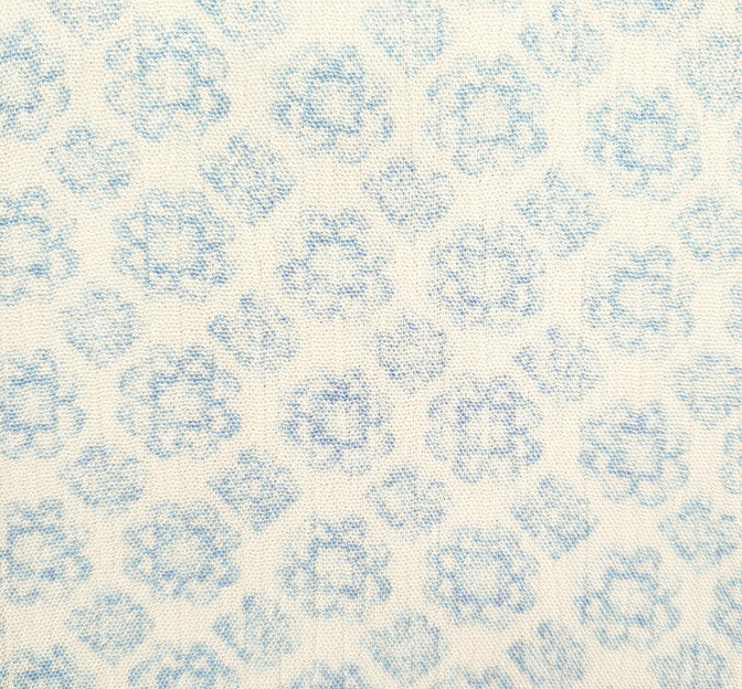 Rayon Crinkle 1D1229 100 Percent Rayon Fabric - Off White/Blue Print, 50/52" Width (1 Yard)