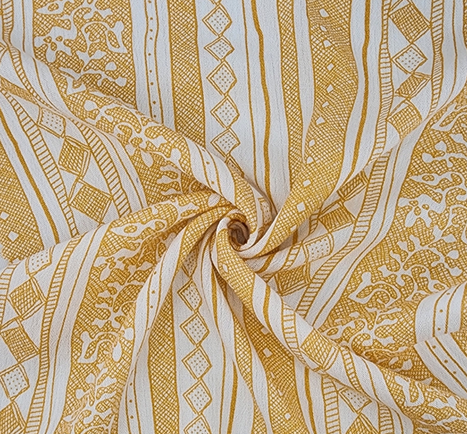 Rayon Crinkle 1D1109 100 Percent Rayon Fabric - Yellow/Ivory, 50/52" Width