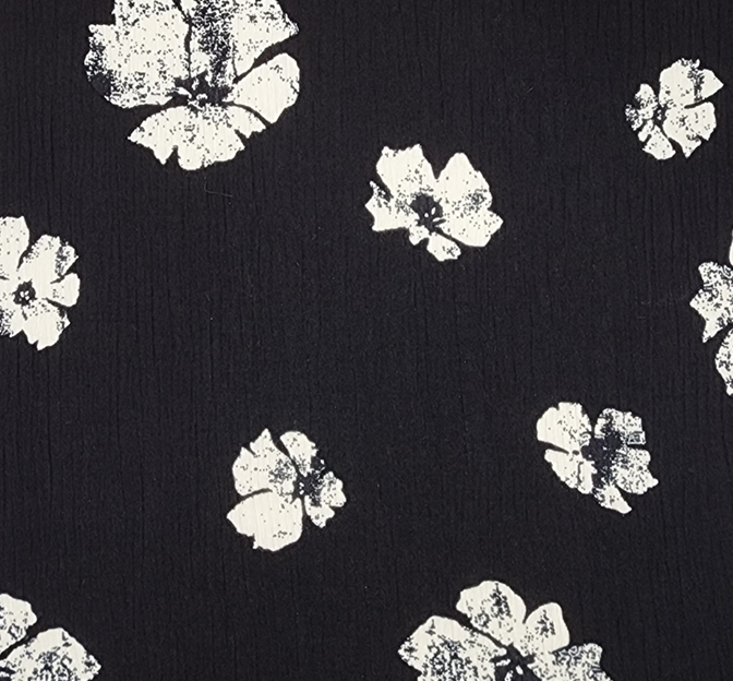 Rayon Crinkle 1D1112 Rayon Fabric - Black/Off White Crinkle, 50/52" Width
