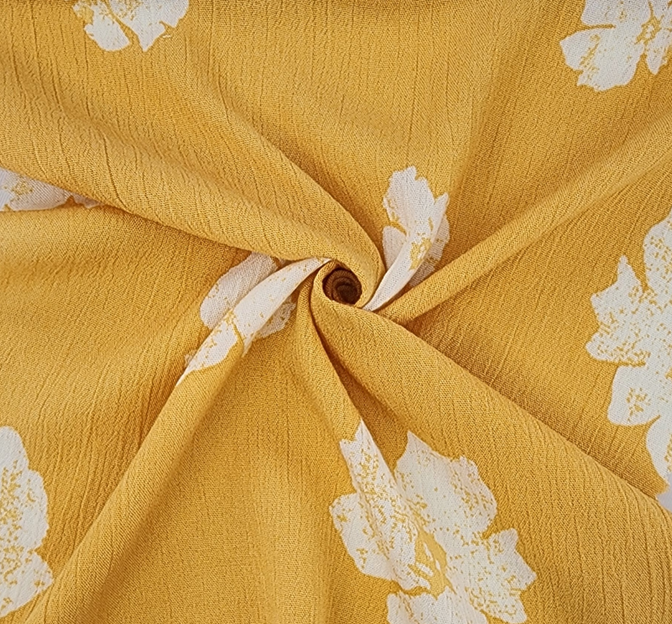 Rayon Crinkle 1D1112 100 Percent Rayon Fabric - Mustard/Ivory Crinkle Texture, 50/52" Width