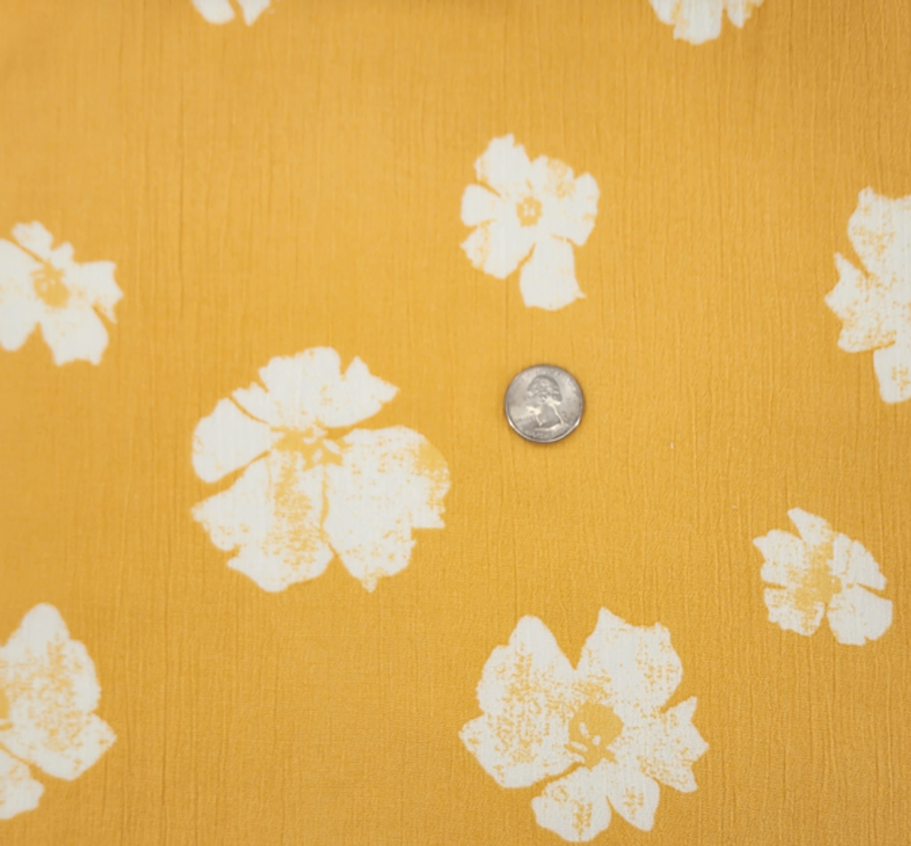 1 Yard Rayon Crinkle Mustard Gold Woven Fabric Lightweight 50/52″ Wide 100% Rayon