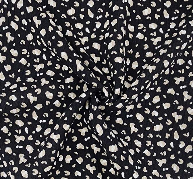 Rayon Crinkle 1D1167 100 Percent Rayon Fabric - Black/Taupe Crinkle Texture, 50/52" Width
